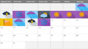 Calendario con iconas de clima